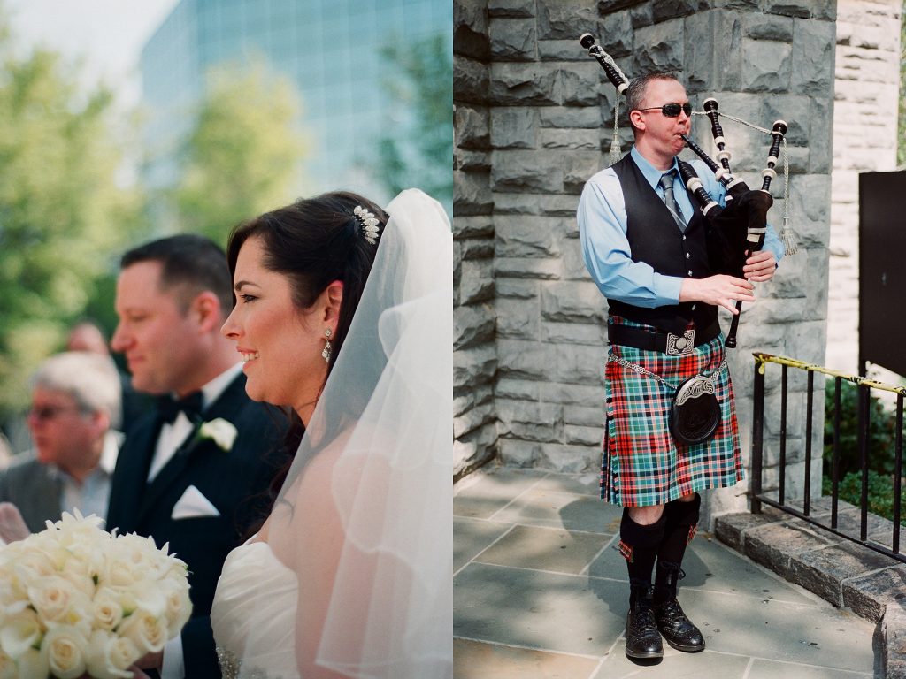 bagpiper at wedding recessional