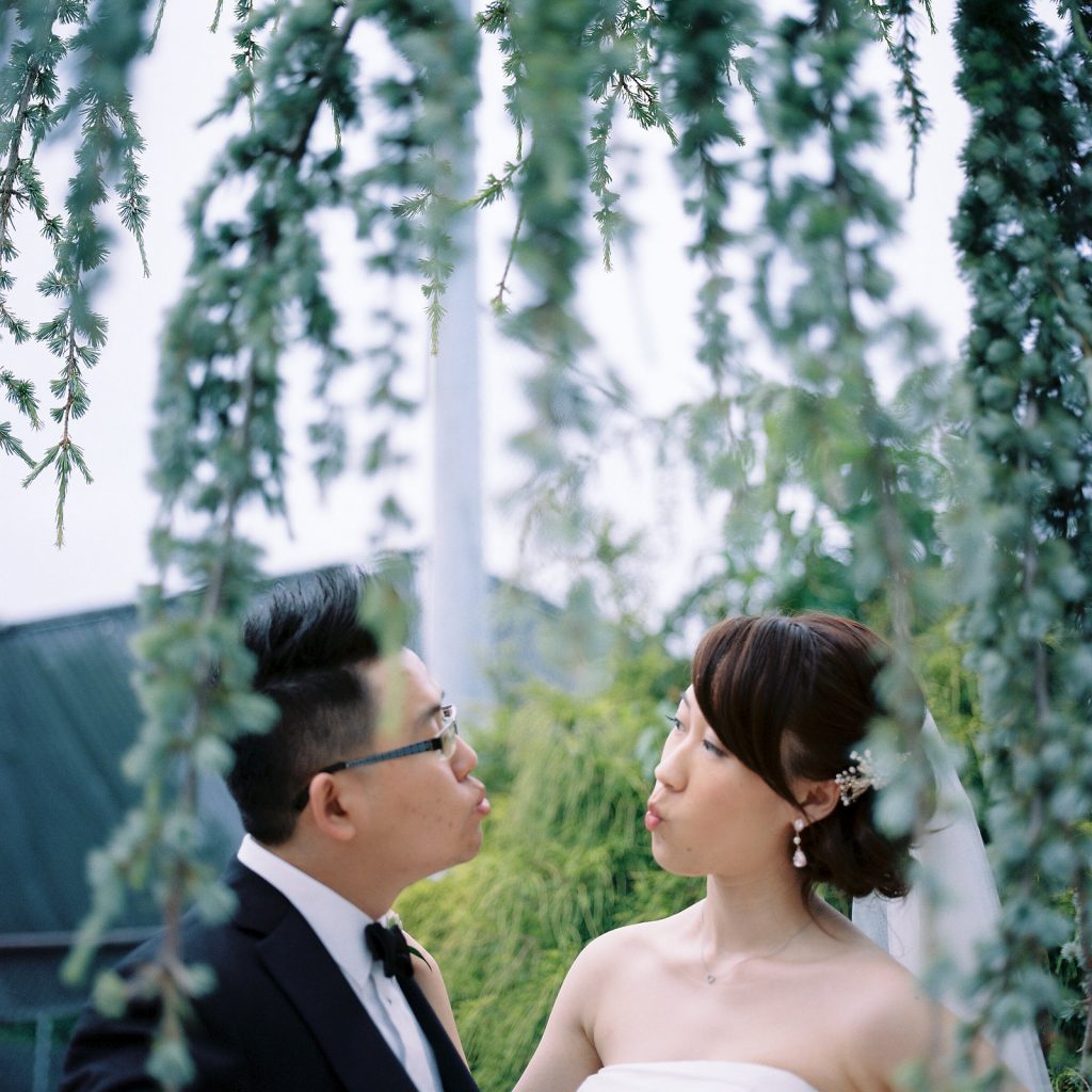 asian wedding couple fun portrait