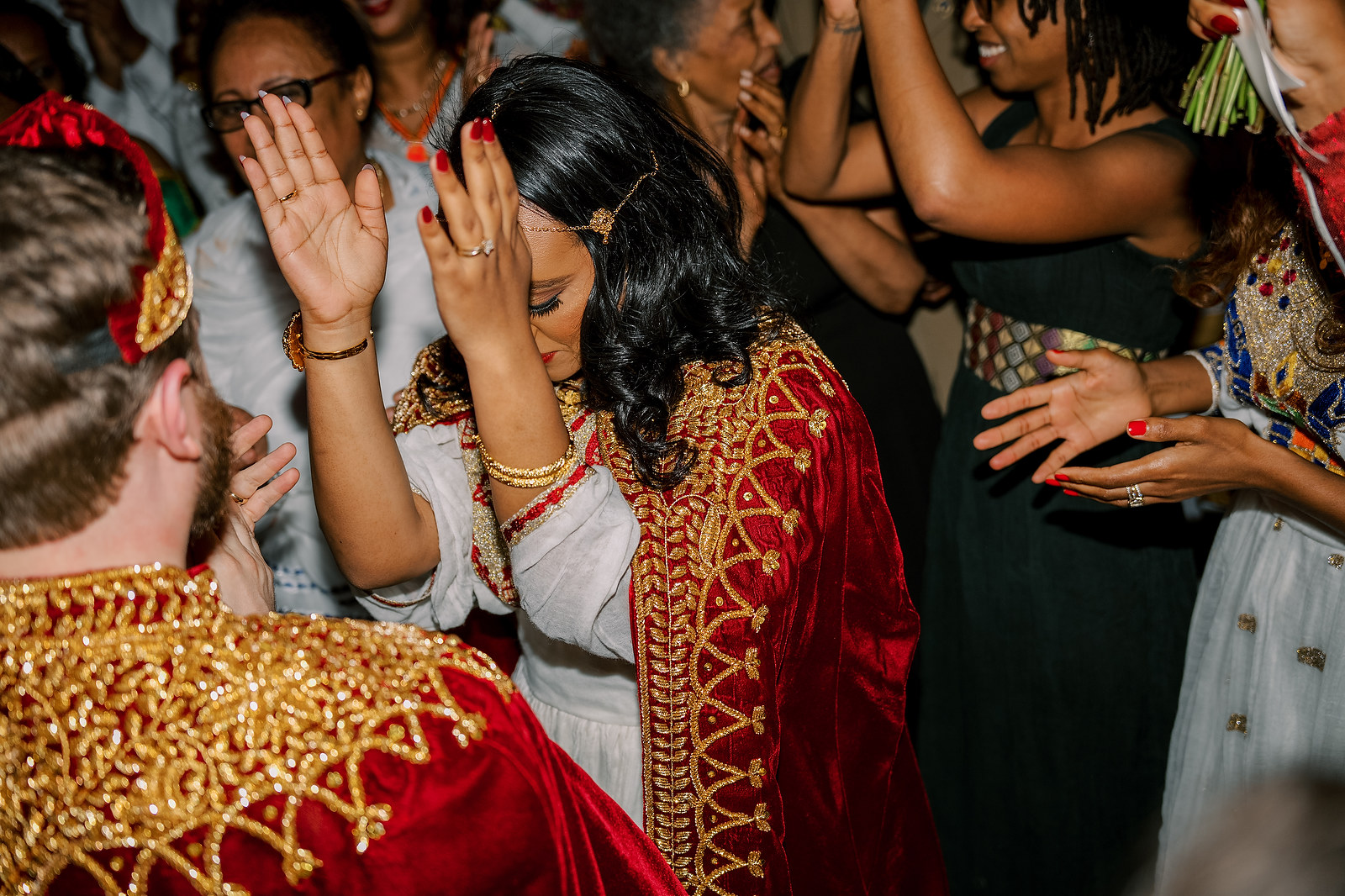 habesha bride and groom dancing at melse